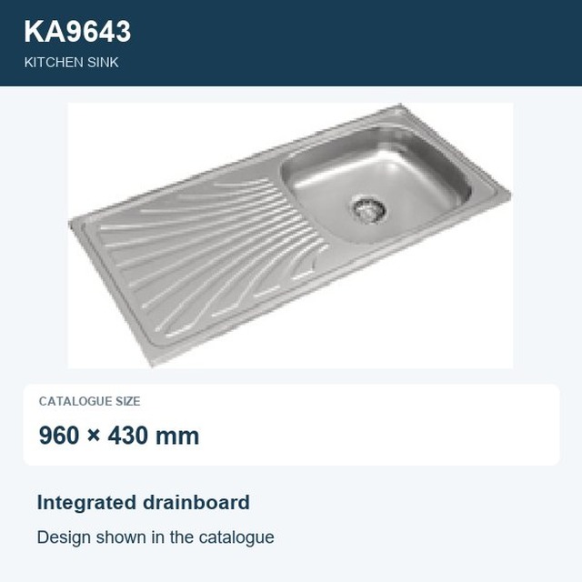 JOMOLA Punching Stainless Steel Sink 960 × 430 mm Integrated Drainboard