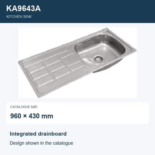 JOMOLA Punching Stainless Steel Sink 960x430mm Integrated Drainboard