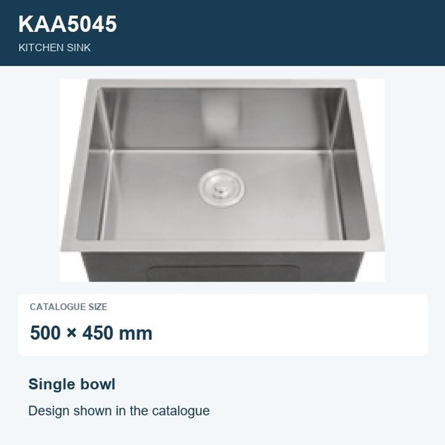 JOMOLA Punching Stainless Steel Sink Single Bowl 500x450mm | Kitchen Sink