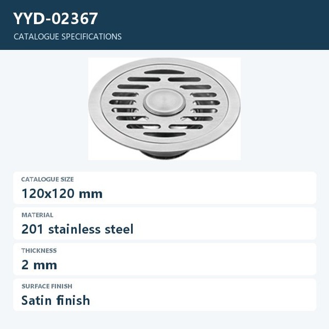 JOMOLA Stainless Steel Floor Drain 120x120mm Satin Finish | 201 Steel