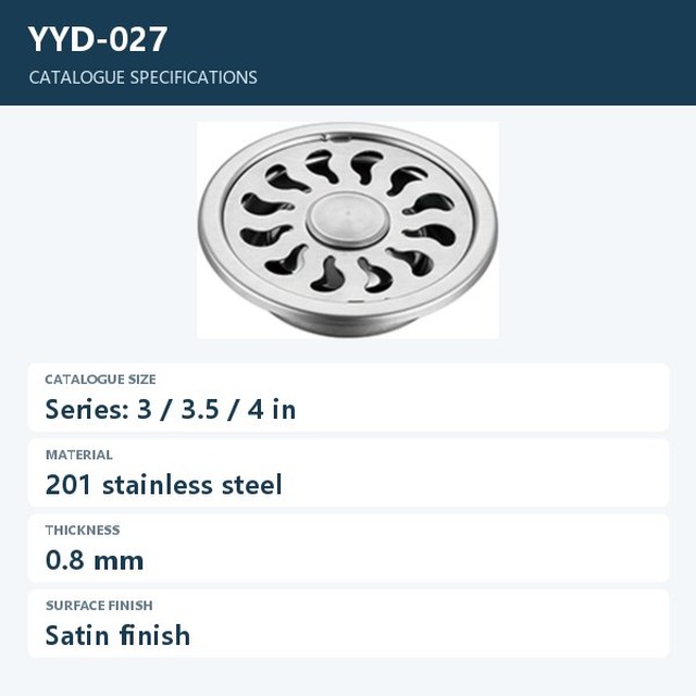 JOMOLA Stainless Steel Floor Drain 3/3.5/4 in Satin Finish | 201 Stainless Steel