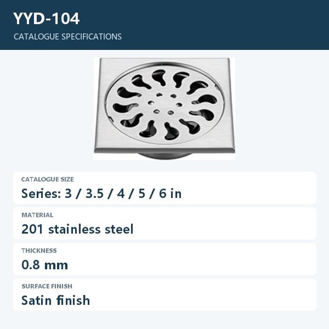JOMOLA Stainless Steel Floor Drain Satin Finish 201