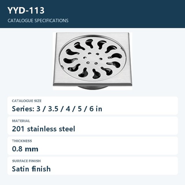 JOMOLA Stainless Steel Floor Drain 201 Satin Finish