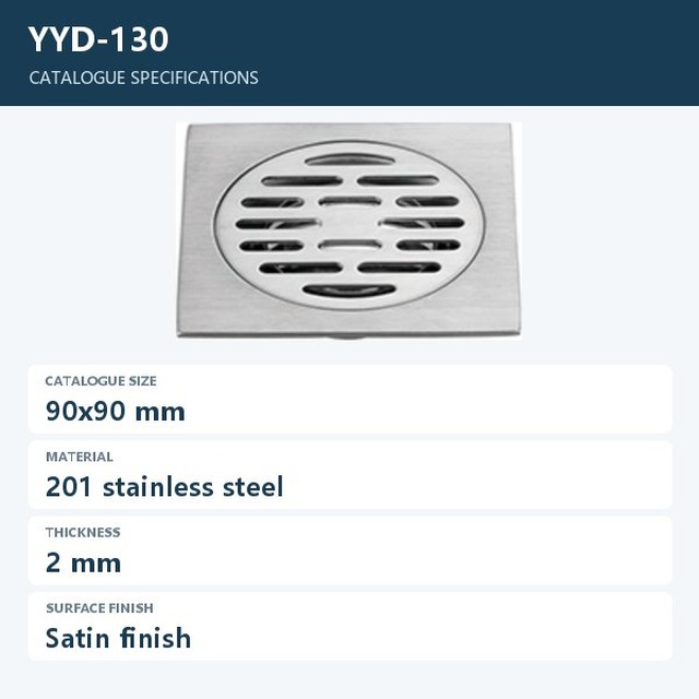 JOMOLA Stainless Steel Floor Drain 90x90mm Satin Finish | 201 Steel