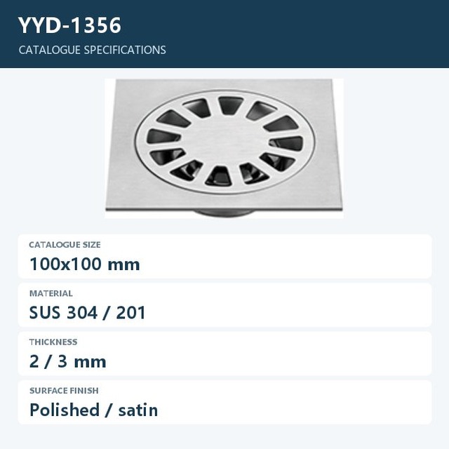 JOMOLA Stainless Steel Floor Drain 100x100mm 304