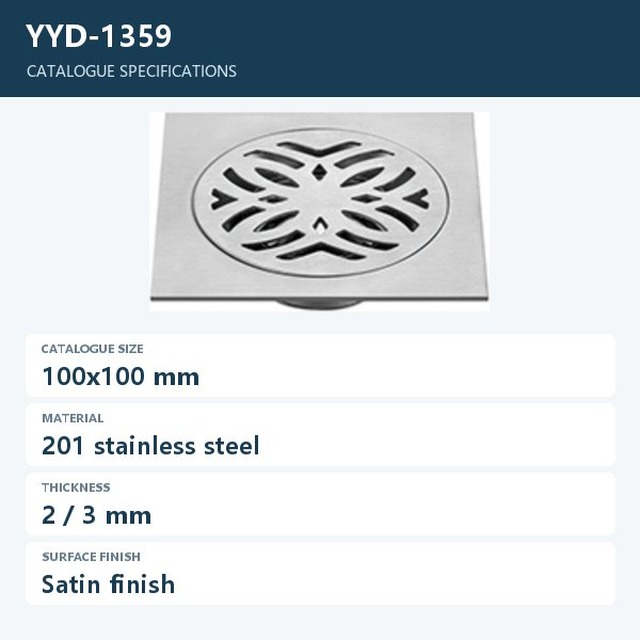 JOMOLA Stainless Steel Floor Drain 100x100mm Satin Finish | 201 Steel | 2