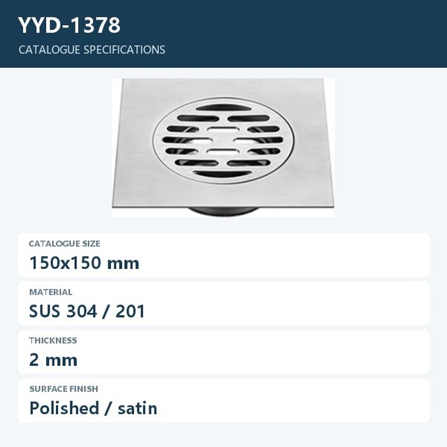 JOMOLA Stainless Steel Floor Drain 150x150mm 2mm