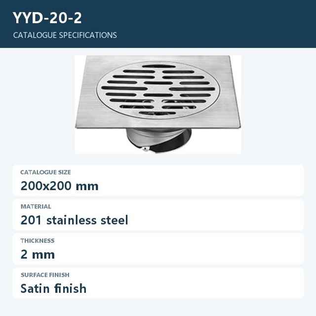 JOMOLA 200x200mm Stainless Steel Floor Drain | Satin Finish