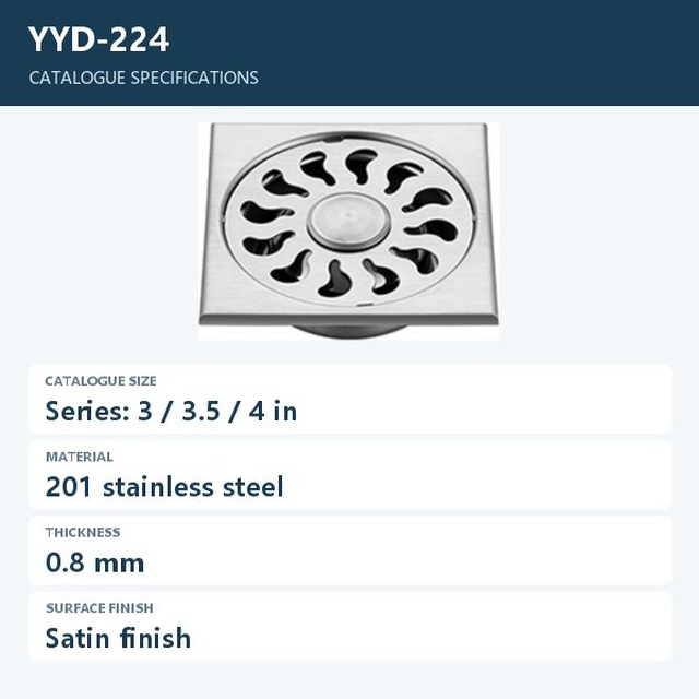 JOMOLA Stainless Steel Floor Drain 201 Satin Finish | 0.8mm Thick