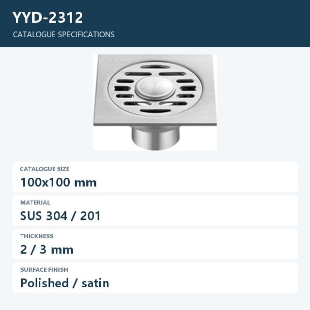 JOMOLA Stainless Steel Floor Drain 100x100mm 304