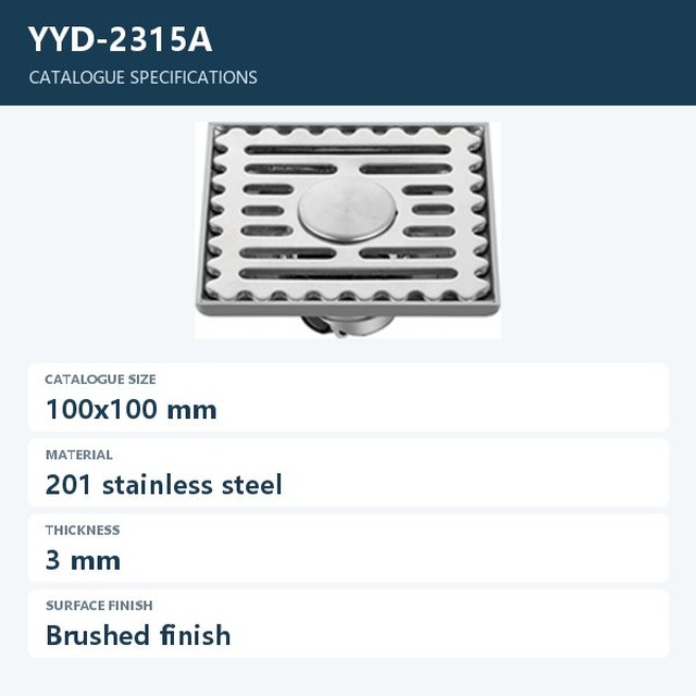 JOMOLA Stainless Steel Floor Drain 100x100mm Brushed Finish | 3mm Thick