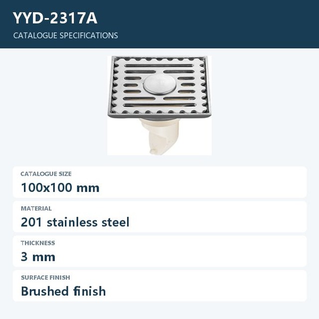 JOMOLA Stainless Steel Floor Drain 100x100mm Brushed Finish | 3mm Thick