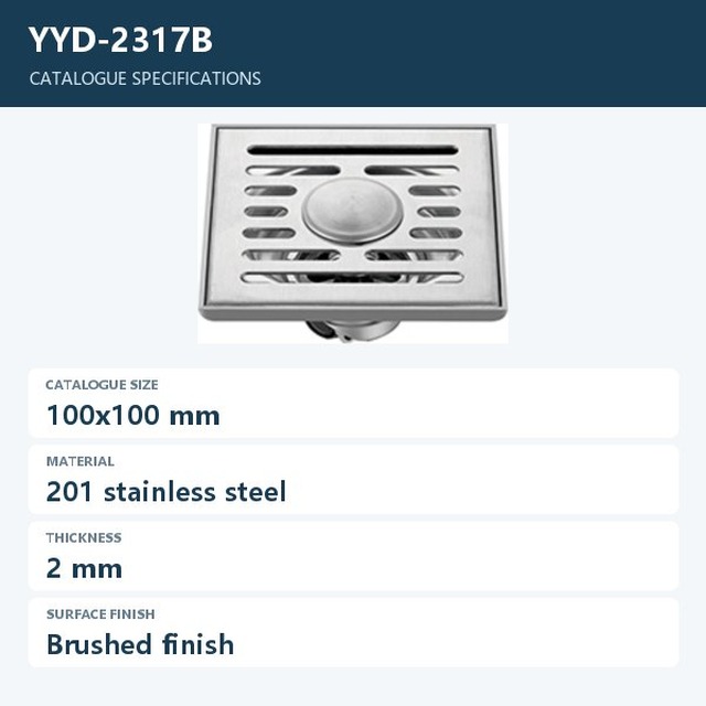 JOMOLA Stainless Steel Floor Drain 100x100mm Brushed Finish