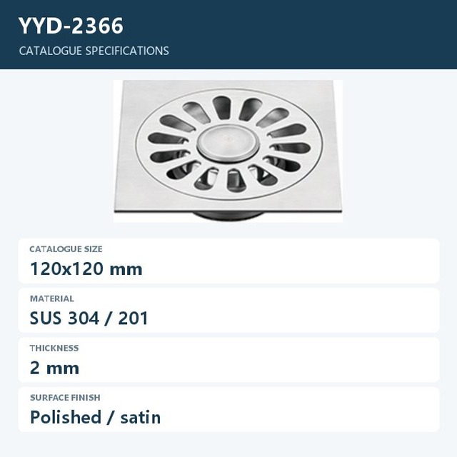 JOMOLA Stainless Steel Floor Drain 120x120mm 2mm
