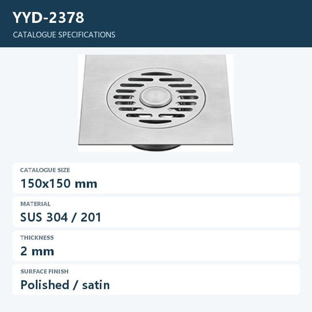 JOMOLA Stainless Steel Floor Drain 150x150mm 2mm