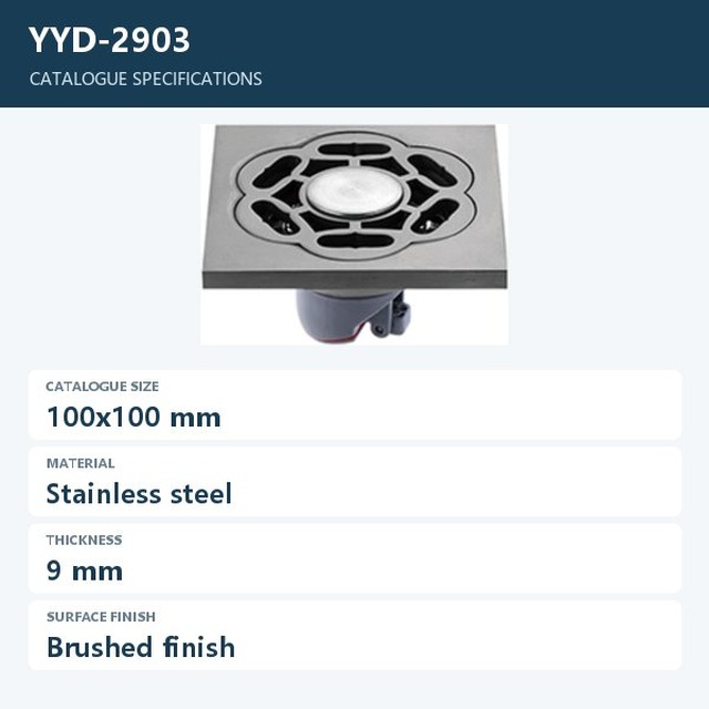 JOMOLA Stainless Steel Floor Drain 100x100mm Brushed Finish