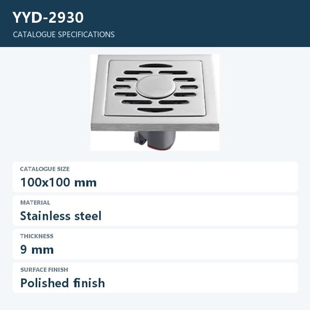 JOMOLA Stainless Steel Floor Drain 100x100mm Polished