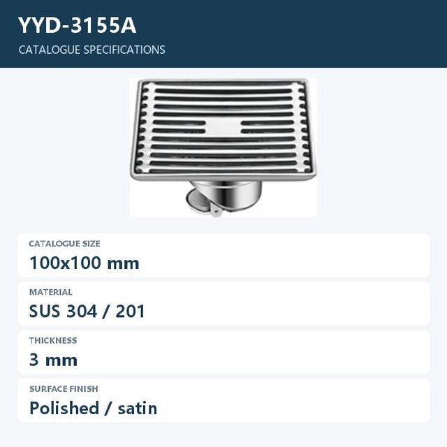 JOMOLA Stainless Steel Floor Drain 100x100mm 3mm