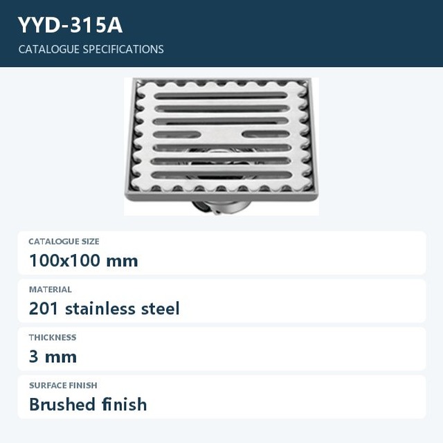 JOMOLA Stainless Steel Floor Drain 100x100mm Brushed Finish | 201 Steel