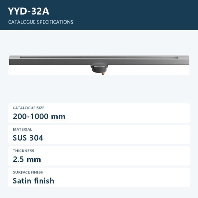 JOMOLA Stainless Steel Floor Drain 200-1000mm Satin Finish | SUS 304