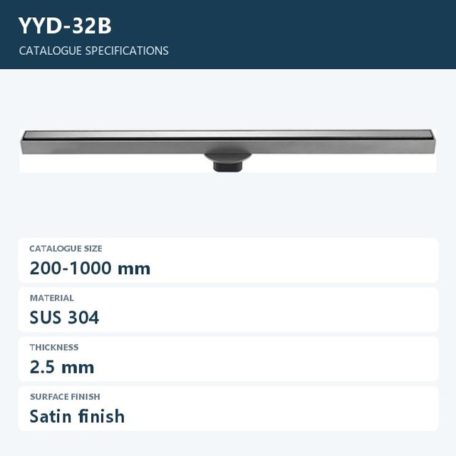 JOMOLA Stainless Steel Floor Drain 200-1000mm Satin Finish | SUS 304