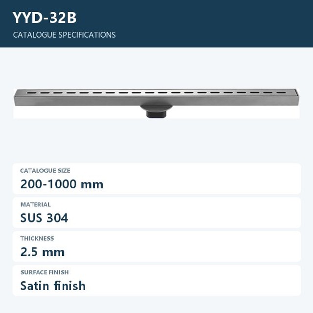 JOMOLA Stainless Steel Floor Drain 200-1000mm Satin Finish | SUS 304