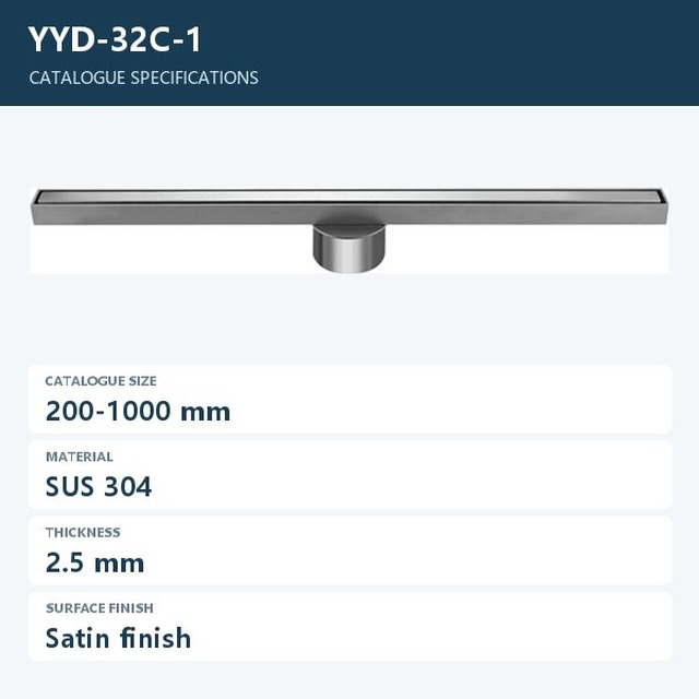 JOMOLA Stainless Steel Floor Drain 200-1000mm SUS 304 | Satin Finish