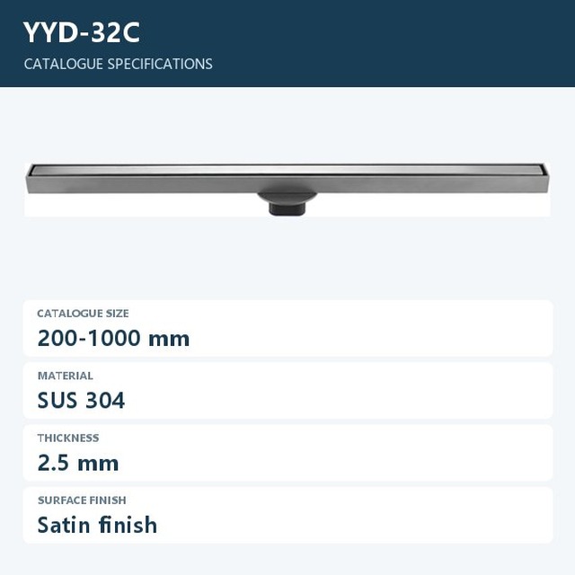 JOMOLA Stainless Steel Floor Drain 200-1000mm SUS 304 | Satin Finish