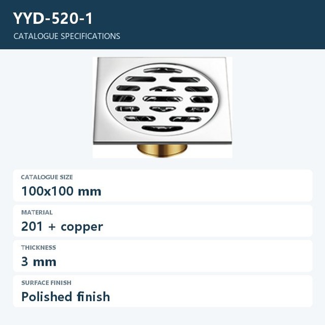 JOMOLA Polished 100x100mm Floor Drain | 201 Copper