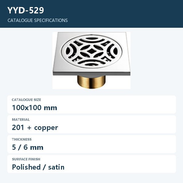 JOMOLA Polished Floor Drain 100x100mm 201 Copper | 5