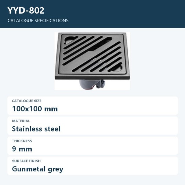 JOMOLA Stainless Steel Floor Drain 100x100mm Gunmetal Grey | 9mm Thick