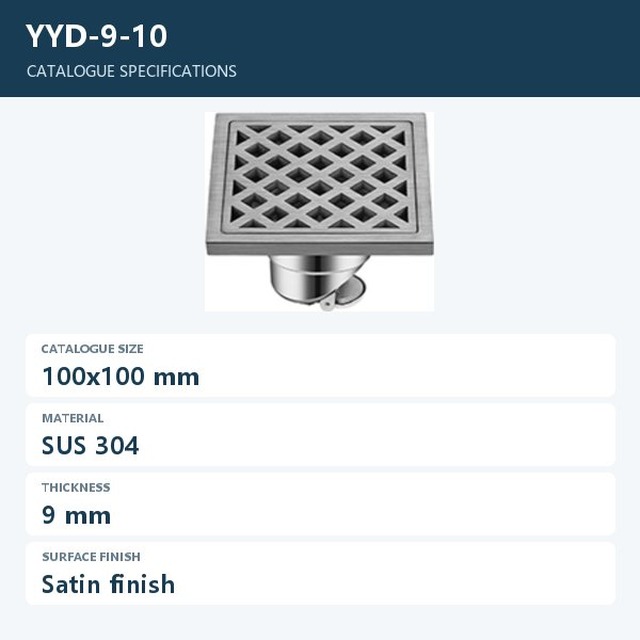 JOMOLA Stainless Steel Floor Drain 100x100mm Satin Finish | SUS 304
