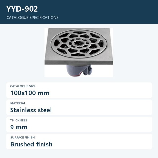JOMOLA Stainless Steel Floor Drain 100x100mm Brushed Finish