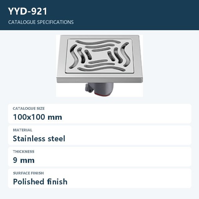 JOMOLA Stainless Steel Floor Drain 100x100mm Polished Finish