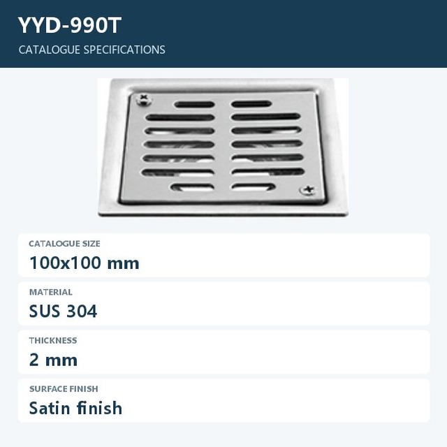 JOMOLA Stainless Steel Floor Drain 100x100mm Satin Finish | SUS 304