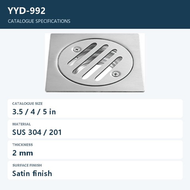JOMOLA Stainless Steel Floor Drain 304 Satin Finish | 2mm Thick | SUS 304 & 201