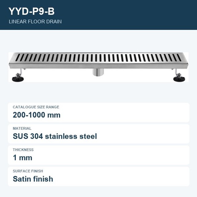 JOMOLA Linear Floor Drain SUS 304 Stainless Steel Satin Finish
