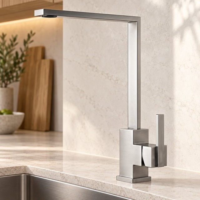 JOMOLA stainless steel satin kitchen faucet | Factory Direct