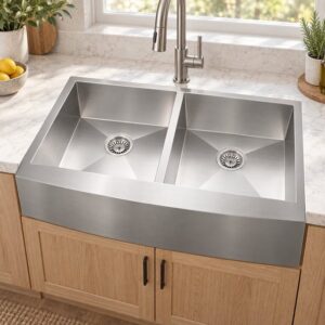JOMOLA double bowl brushed handmade stainless steel sink