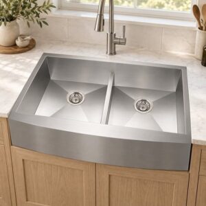 JOMOLA double bowl brushed handmade stainless steel sink