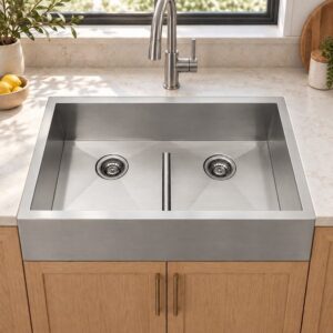 JOMOLA double bowl brushed handmade stainless steel sink