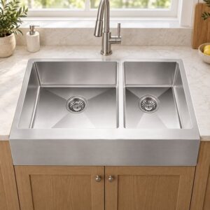 JOMOLA double bowl brushed handmade stainless steel sink