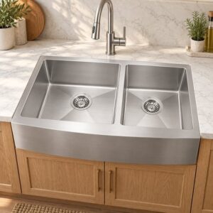 JOMOLA double bowl brushed handmade stainless steel sink