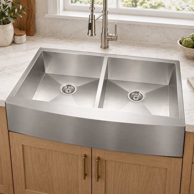 JOMOLA double bowl brushed handmade stainless steel sink