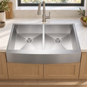 JOMOLA double bowl brushed handmade stainless steel sink