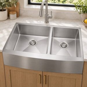 JOMOLA double bowl brushed handmade stainless steel sink