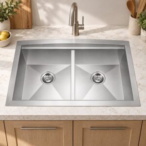 JOMOLA double bowl brushed handmade stainless steel sink
