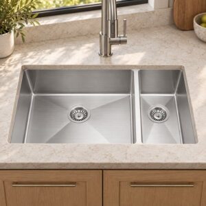 JOMOLA double bowl brushed handmade stainless steel sink