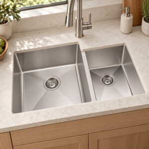 JOMOLA double bowl brushed handmade stainless steel sink