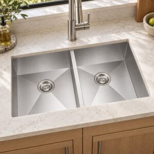 JOMOLA double bowl brushed handmade stainless steel sink